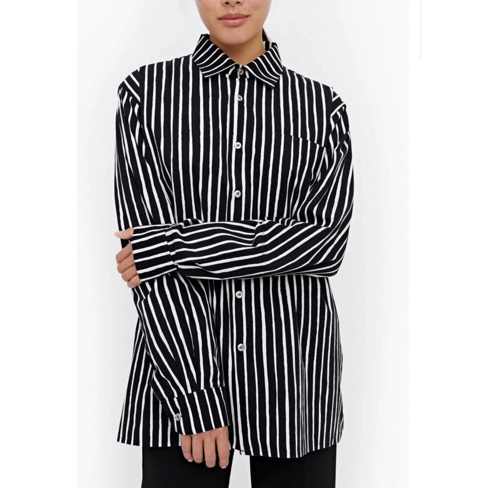 Marimekko Jokapoika Black/white Buttons Down Shirt Size XL 100% Cotton Unisex